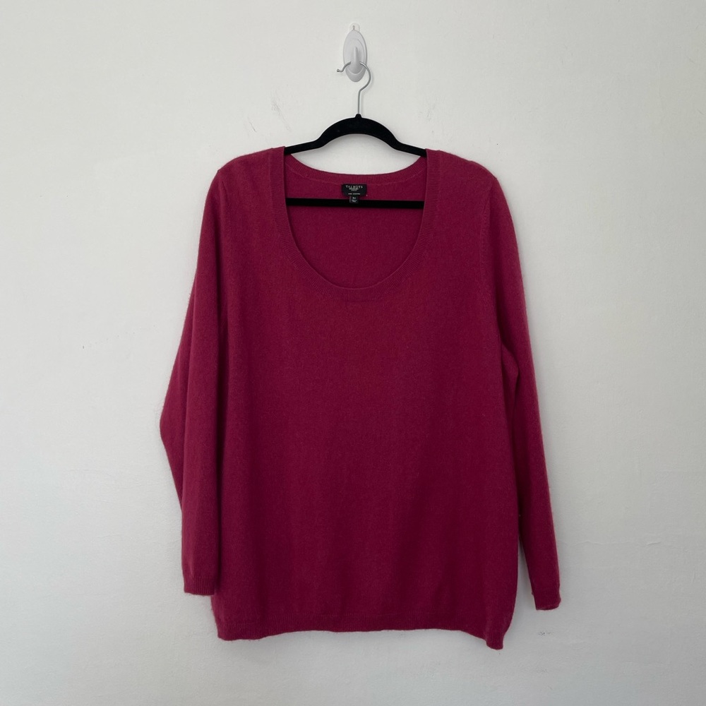 Talbots cashmere open neck sweater 3X cranberry/wine color plus size luxury